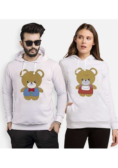 Tshirthane Ayıcık Sevgili Kombinleri Kapüşonlu Kombini