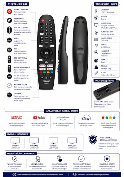 Strong Sungate Skytech Whale Os Akıllı Tv Kumandası