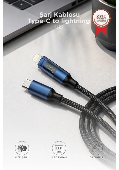 Mobil Aksesuar Taşınabilir Kablo Telefon Parçası Şarj Kablosu Type-c To Lightning 27w U22