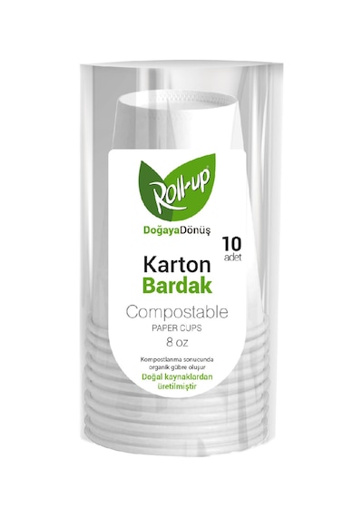 4 Adet Roll-up Doğaya Dönüş Karton Bardak 10'lu