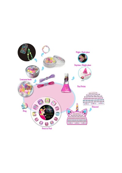 Tokidas D.ı.y Nail Playing/glow İn The Dark - Unicorn Temalı Stickerlı Glow Çocuk Takma Tırnak Seti T035