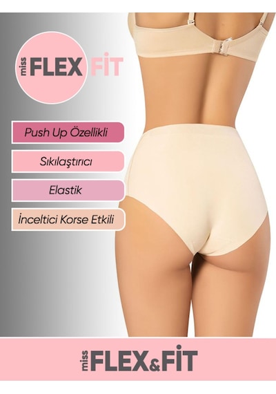 Missflex Fit Lazer Kesim Göbek Toparlayıcı Yüksek Bel Silikonlu Silip Korse Ten