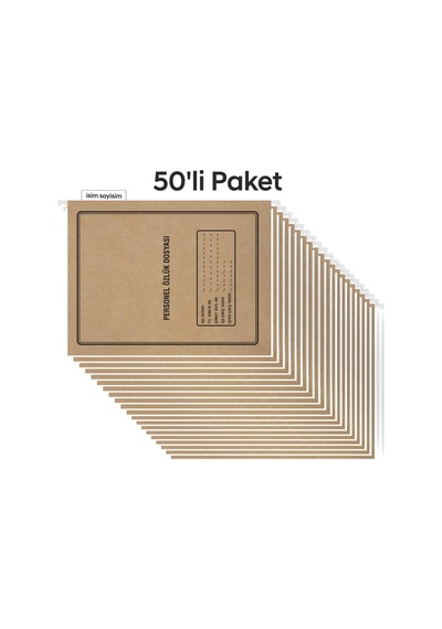Metal Askılı Personel Özlük Dosyası 4 Yapraklı 50 Li Paket