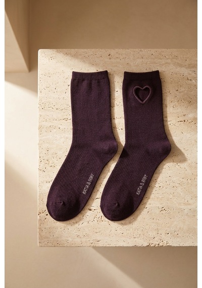 Katıa&bony Kadın Kalp Pencereli Soket Çorap Koyu Mor Dark Purple