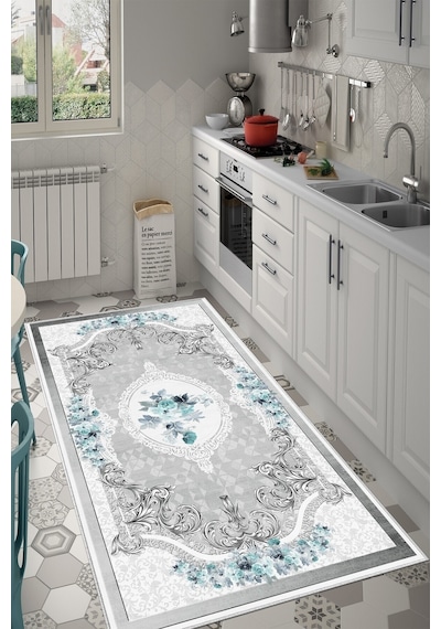 West Home Dijital Baskı Yıkanabilir Kaymaz Taban Salon Halısı Mutfak Halısı Yolluk Ve Banyo Paspası Wh 031 Grey
