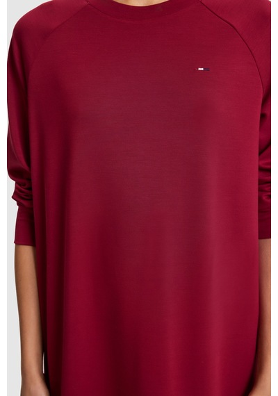 U.S. Polo Assn. Kadın Vişne Bisiklet Yaka Comfort Fit Logolu Düz Desen Örme Elbise 50328956-vr223