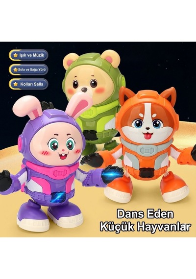 Dans Eden Astronot Ayıcık Robot - Işıklı Müzikli Ve Hareketli Uzay Temalı Eğlenceli Oyuncak Hayvanlar