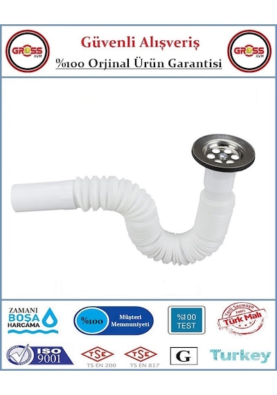 Lavabo Gider Sifonu Körüklü Beyaz