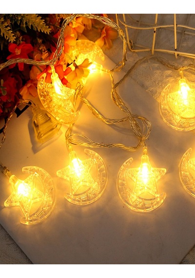 3 Metre Ay Yıldız Ramazan Ayı Işık Zinciri 20 Led 2 Pilli Gün Işığı Led Işık Ev Dekorasyonu Gün Işığı