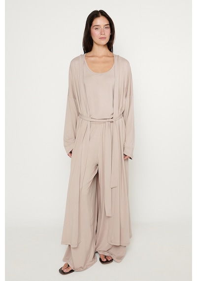 AC&Co / Altınyıldız Classics Kadın Bej Yumuşak Dokulu Rahat Standart Fit Şal Yaka Esnek Kimono