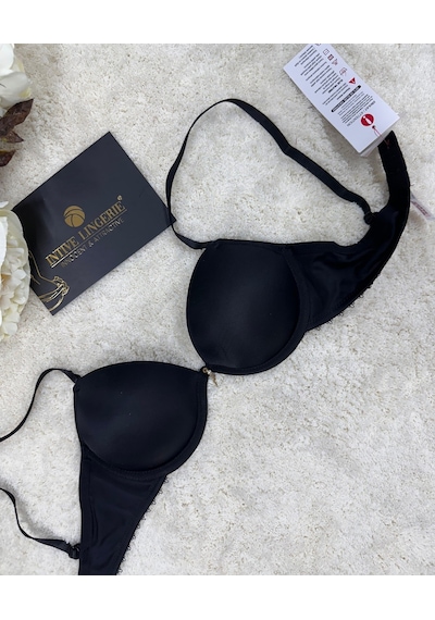Le Jardin Fleur Basic Push-up Aksesuar Detaylı Sütyen-7055 Siyah