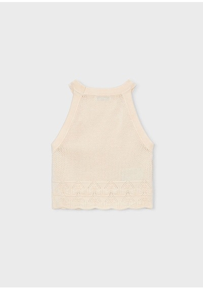 Kız Çocuk Halter Yaka Örme Bluz Ekru 3027 Ekru