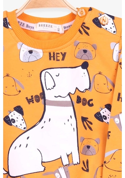 Breeze Erkek Bebek Eşofman Takım Baskı Desenli Hardal Sarı (1.5 Yaş)