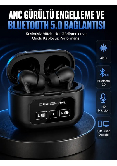 Yeni Nesil Pro Ekranlı Bluetooth Kulaklık 5. 0 Bluetooth Diğer