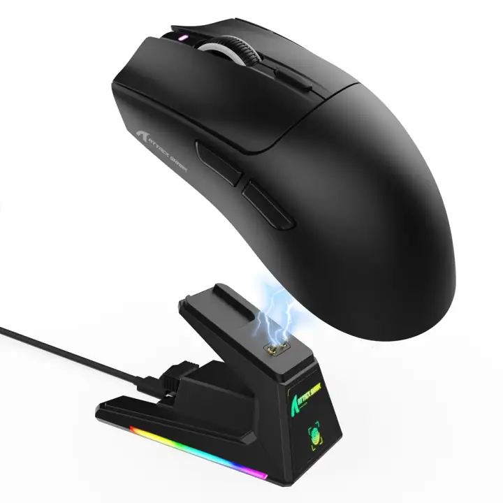 Attack Shark X1 Siyah Şarj İstasyonlu Touchpadli Kablosuz Gaming Mouse As-x1-black