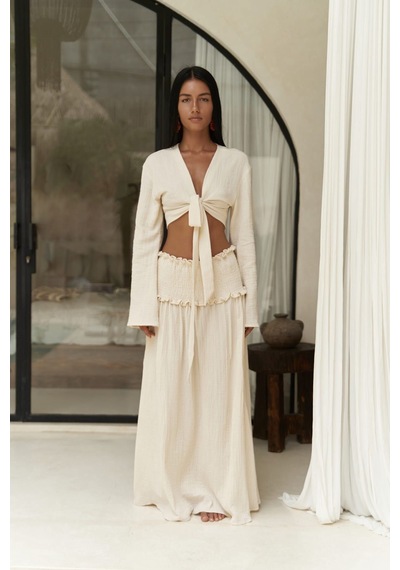 Mai Collection Mai Studios Co. Marshanda Bej Crop Etek Takım Bej