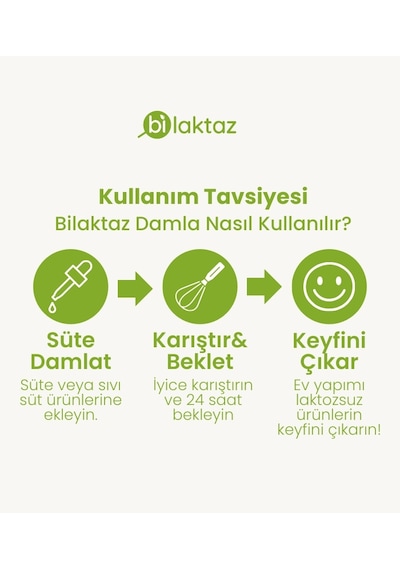 Bilaktaz Laktaz Enzimi Damlası Evde Laktozsuz Yoğurt, Kefir Ve Süt Yapmak İçin 25 Gr