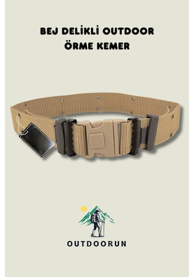 Outdoorun Bej Delikli Outdoor Örme Kemer Bej
