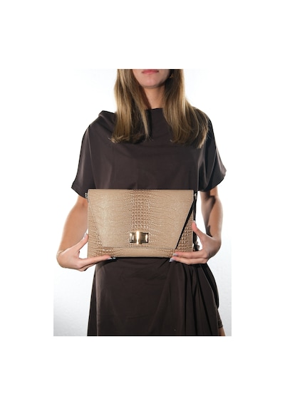 Maorı Vizon Baskı Rugan Kadın Clutch Çanta