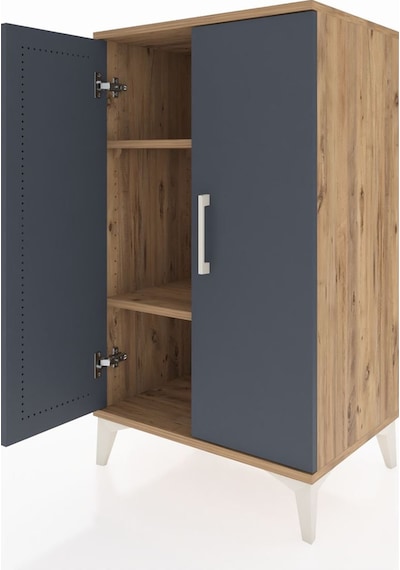 Hyperion Komodin 2 Raflı 2 Kapaklı 60x44x106 Çam-antrasit Çam