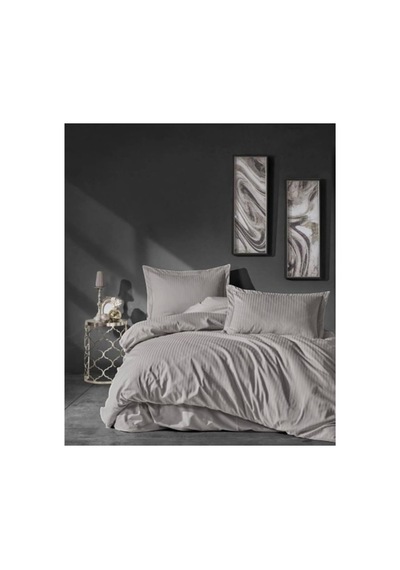 8680108051320 Elegant Stripe Çift Kişilik Nevresim Takımı Saten Bej,200 X 220 Bej Çok Renkli