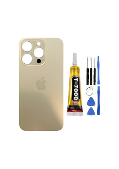 İphone 14 Pro A2890 Arka Cam Kapak Pil Kapağı Yüksek Kalite + B700 + Tamir Kiti Gold
