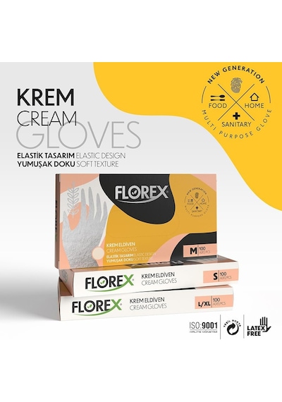 Florex Tek Kullanımlık Hibrit Eldiven - Silikon Ve Lateks İçermez, Yumuşak Doku Ve Elastik Tasarım, Gıda Uyumlu Diğer