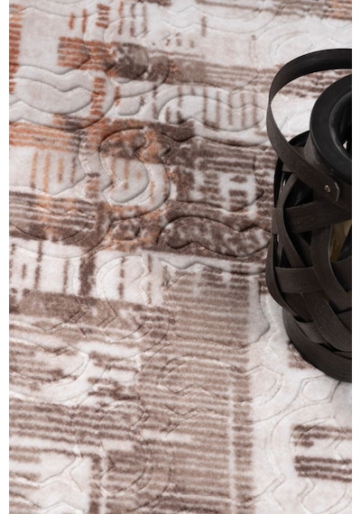 Raschel Carpet Kahve Emboss Desenli Kalın Yumuşak Kaymaz Özel Taban Halı Yolluk