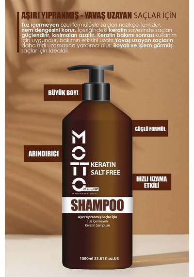 Motto Plus Professional Keratin - Tuzsuz Saç Bakım Şampuanı 1000ml