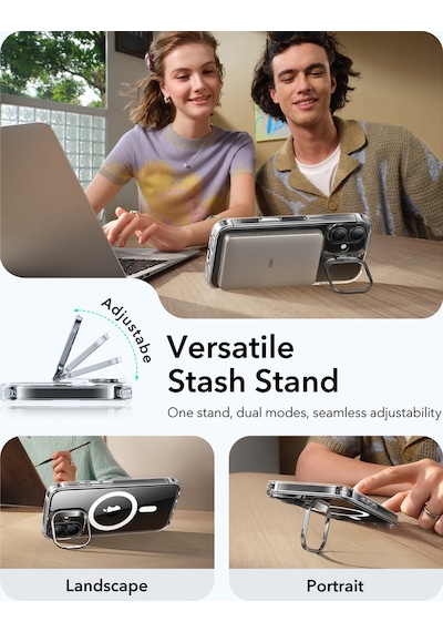 Esr Apple Uyumlu iPhone 17 Classic Hybrid Magsafe Standlı Kılıf - Kamera Kontrol Buton - Şeffaf Şeffaf