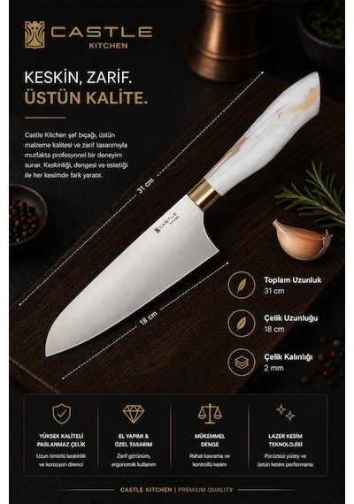Papatya Serisi 3 Lü Mutfak Bıçağı Et Ekmek Sebze Mutfak Şef Bıçak Seti Lzl-7853 Beyaz