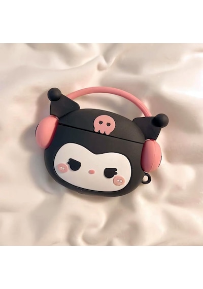 Samsung Galaxy Buds 3 Pro Kılıf Cartoon Figürlü Silikon Crtn-fgr-krm Galaxy Buds 3 Pro İle Uyumlu Kılıf - Siyah - Pembe