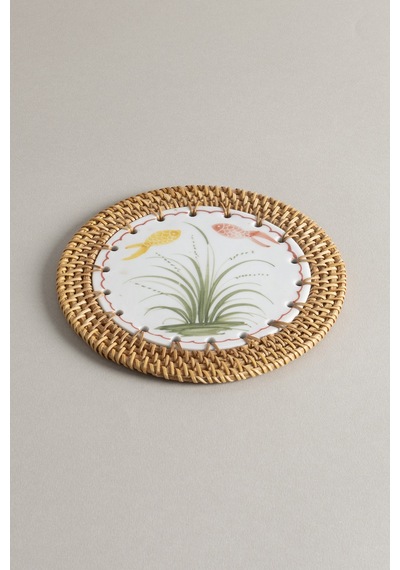 Meander Doğal Rattan El Yapımı Çerçeveli 16 Cm. Balık - Çiçek Des Naturel
