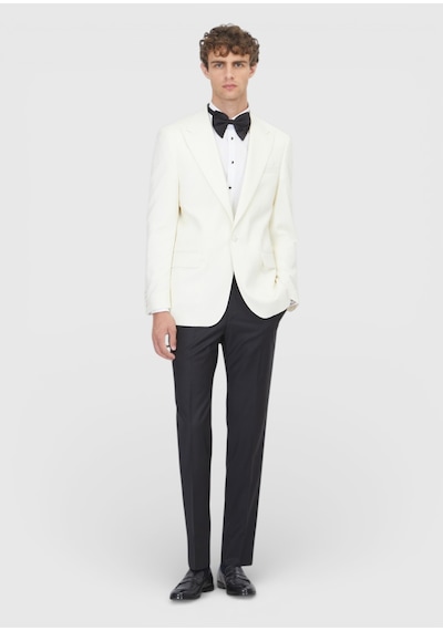 Ramsey Ekru Düz Thin&taller Slim Fit Kruvaze Yaka Dokuma Smokin Takım Elbise