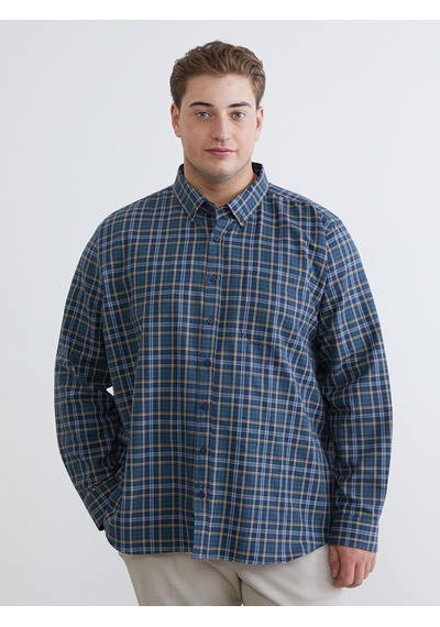 Lcwaıkıkı Classic Yeşil Büyük Beden Regular Fit Uzun Kollu Ekose Gabardin Erkek Gömlek