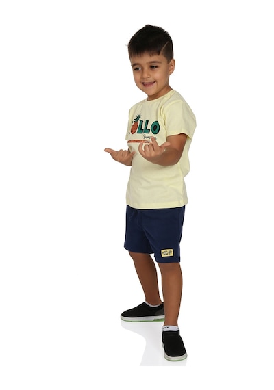 Toontoy Kids Toontoy Erkek Çocuk Hollo Baskılı Şortlu Takım Sarı