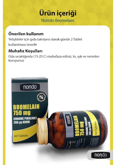 Nondo Bromelain 750mg & Krom Pikolinat 60 Tablet