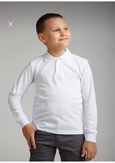 Dıgıl Kids Çocuk Polo Yaka Okul Tişörtü Uzun Kol Beyaz