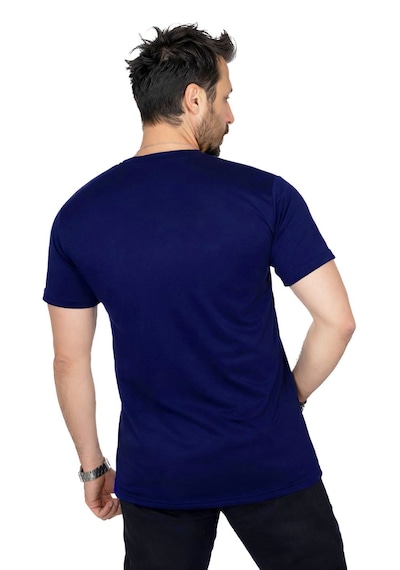 Maxi-dry Aşırı Terleme Önleyici Bisiklet Yaka Erkek Tişört, Çift Katmanlı, Islaklık Sızdırmaz, Nefes Alabilen Kumaş Koyu Lacivert
