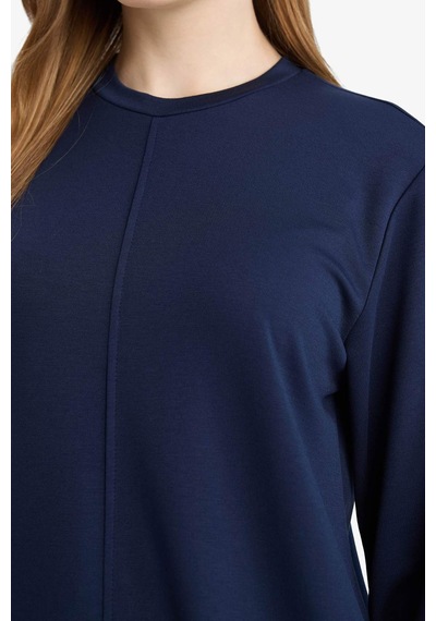 Defacto Regular Fit Bisiklet Yaka Uzun Kollu Tunik F5117ax26spnv31 Lacivert-nv31