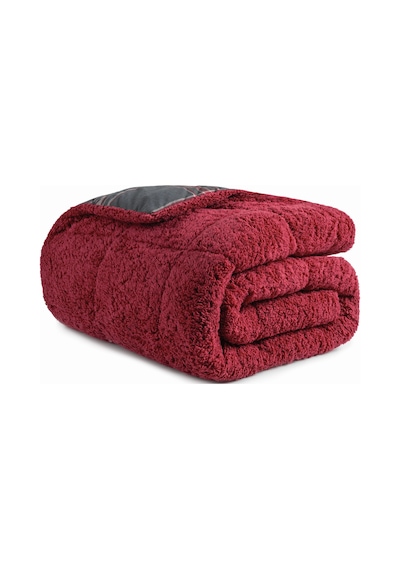 Cozy Home Festive Çift Kişilik Çift Taraflı Peluş Yorgan Noel Kırmızı Kırmızı