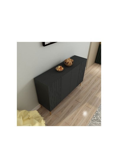 Alben 120 Cm Konsol, Tv Ünitesi, Çok Amaçlı Dolap Antrasit-altın Antrasit-altın Alben 120 Cm Konsol, Tv Ünitesi, Çok Amaçlı Dolap Antrasit-altın Antrasit-altın