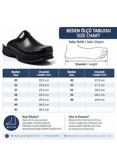 Saboterlik Ortopedik Sabo Terlik Doktor Hemşire Aşçı Hastane Terliği Kaymaz Taban Unisex Siyah