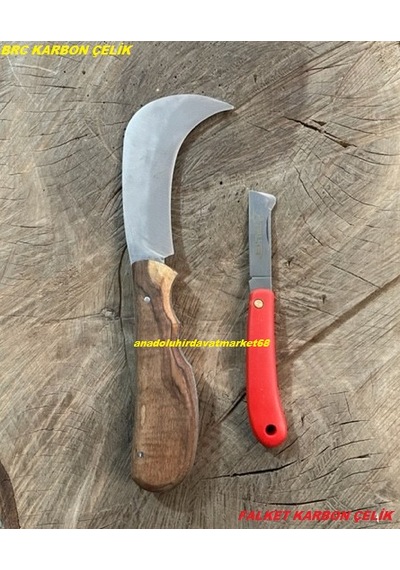 Brc Falket Karbon Çelik Aşı Bıçağı Cep Çakısı Tırnak Kesme Bıçağı 2li Set Kırmızı