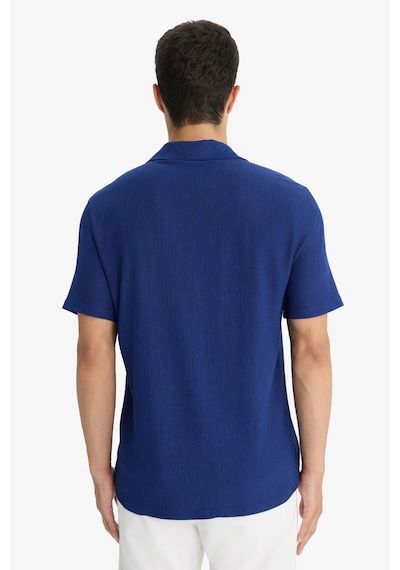 Defacto Modern Fit Polo Yaka Penye Kısa Kollu Gömlek C4125ax25smbe753 Mavi