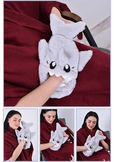 Shark Desenli Yumuşak ve Isı Terapisi Sıcak Su Torbası