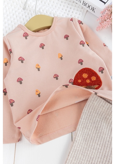 Babymod Mantar Desenli Somon 2'li Pamuklu Kız Bebek Takım Somon