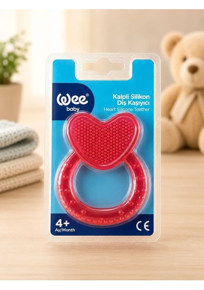 Tr Wee Baby Kalpli Silikon Diş Kaşıyıcı, 4+ Ay, Kırmızı Genel
