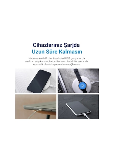 Hybrone Akım Korumalı Wi-fi Akıllı Priz, 2li Set, 16 Amper, Enerji İzleme, Çocuk Kilidi, Uygulama İle Uzaktan Kontrol