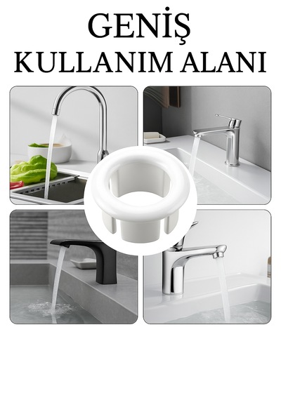 2 Adet Beyaz Lavabo Taşma Yüzüğü Evye Taşma Deliği Kapağı Pla Beyaz